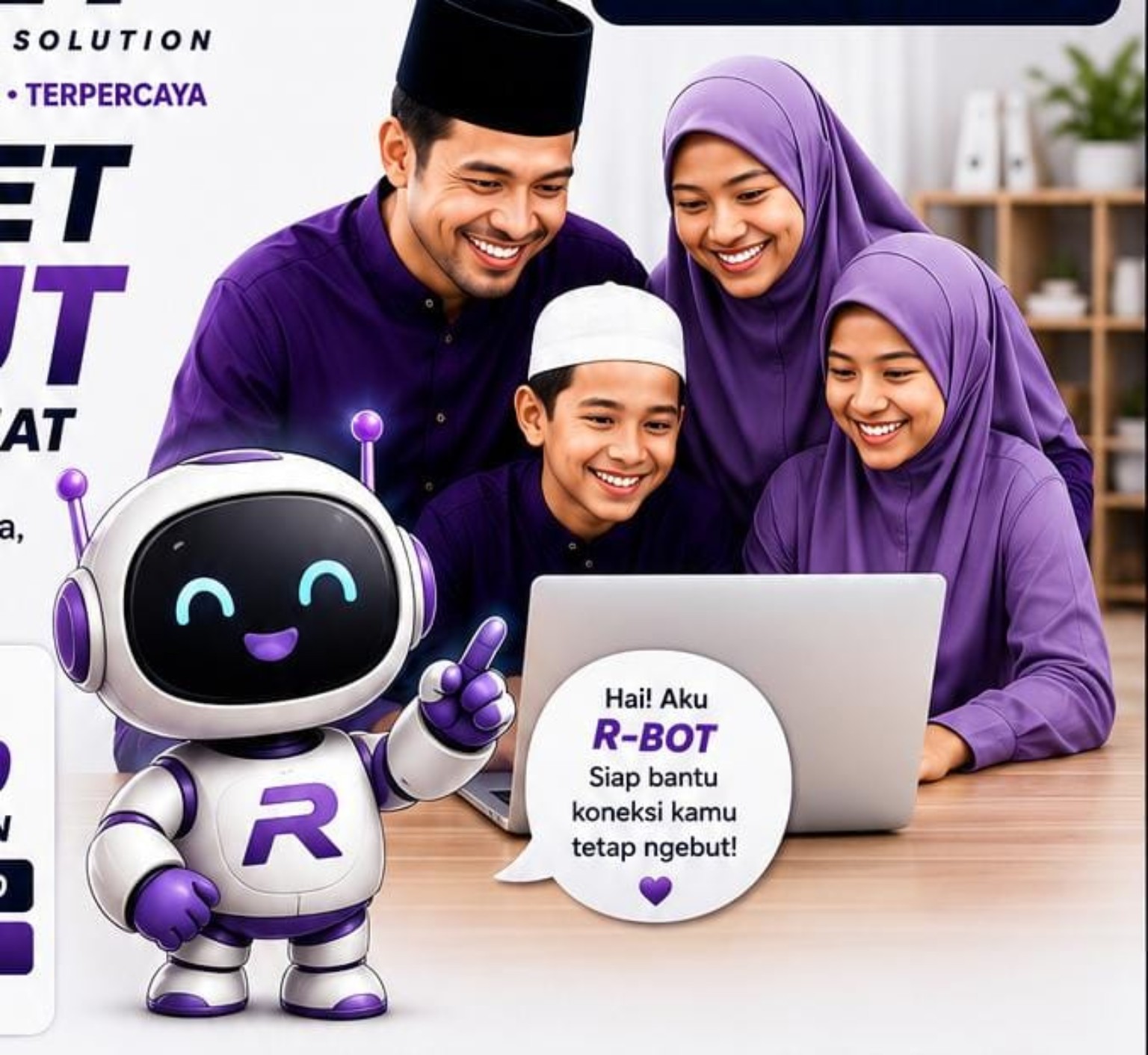 Keluarga menggunakan internet bersama R-BOT